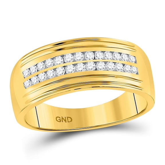 10K Yellow Gold His Hers Round Diamond Solitaire Matching Wedding Set 1 Cttw, Womens Size: 5-10, Mens Size: 7-13