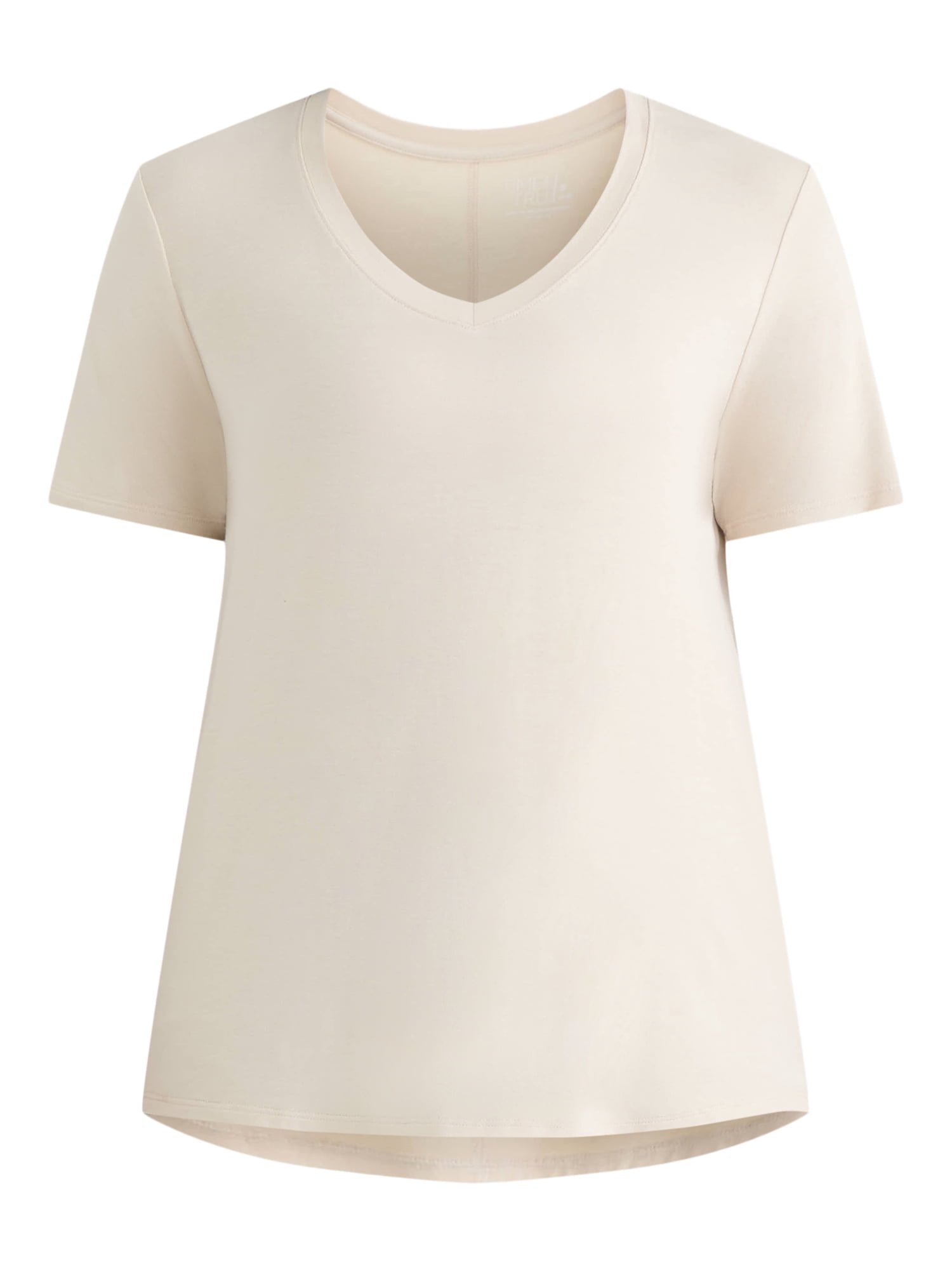Time and Tru Women's V-Neck Tunic Tee with Short Sleeves, Sizes XS-XXXL