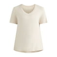 thumbnail image 2 of Time and Tru Women's V-Neck Tunic Tee with Short Sleeves, Sizes XS-XXXL, 2 of 5