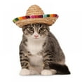 thumbnail image 3 of CawBing Pet Cat Dog Straw Visor Cotton Rope Adjustment Pet Sombrero Hat with Multicolor Trim, 3 of 9