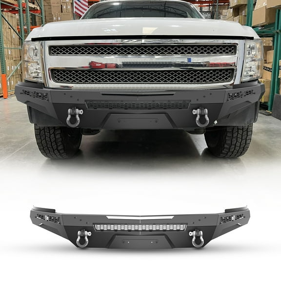 Front Bumper Side Wings For 2007-2013 Chevy Silverado 1500 w/D-Rings Pod Lights