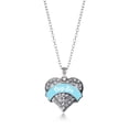 thumbnail image 3 of Light Blue Big Sis Pave Heart Necklace, 3 of 3