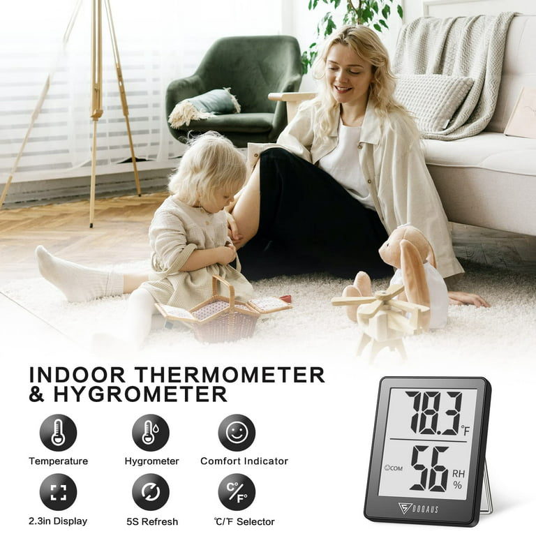 DOQAUS 3 Pack Digital LCD Hygrometer Indoor Thermometer Humidity