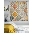 thumbnail image 3 of Bohemian Texture Sheer Curtains for Living Room Bedroom, Light-filtering Sheer Curtain, Brown Yellow Morocco Pattern Rod Pocket Voile Window Treatment Drapes, 52’’Wx63’’L, 2 Panels Set, 3 of 7