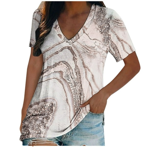 Zekutng Womens Summer Tops Fashion Printed Short Sleeve T-shirt,Sizes S-3XL