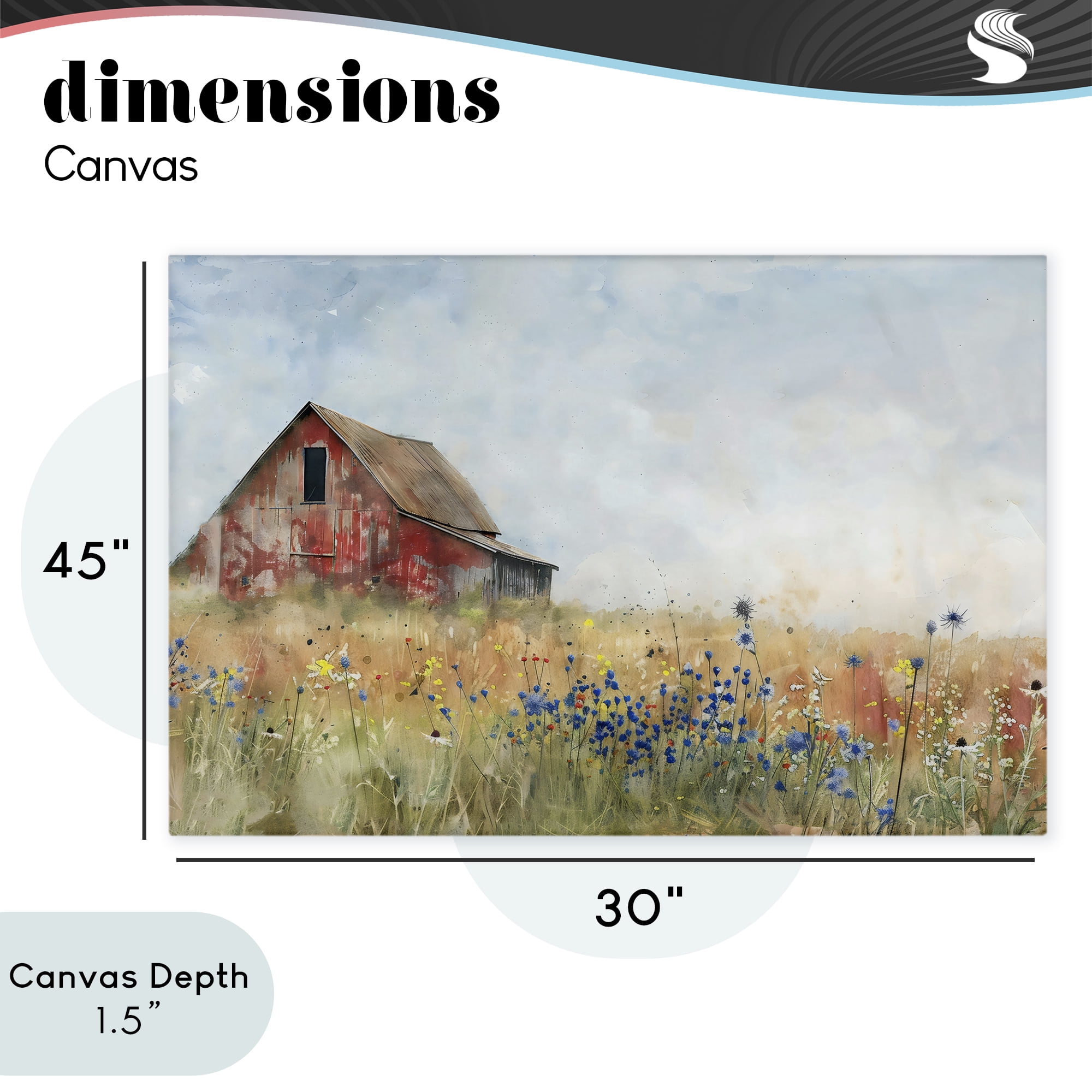 Stupell Industries Rustic Barn in Colorful Meadow Canvas Wall Art, design by Creative Studio