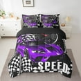 thumbnail image 2 of Erosebridal Cool Speed Racing Bedding Sets Twin Size, Checkered Comforter Sets with Sheets, Car Sports Decor, Reversible 7 Pieces, 2 of 5