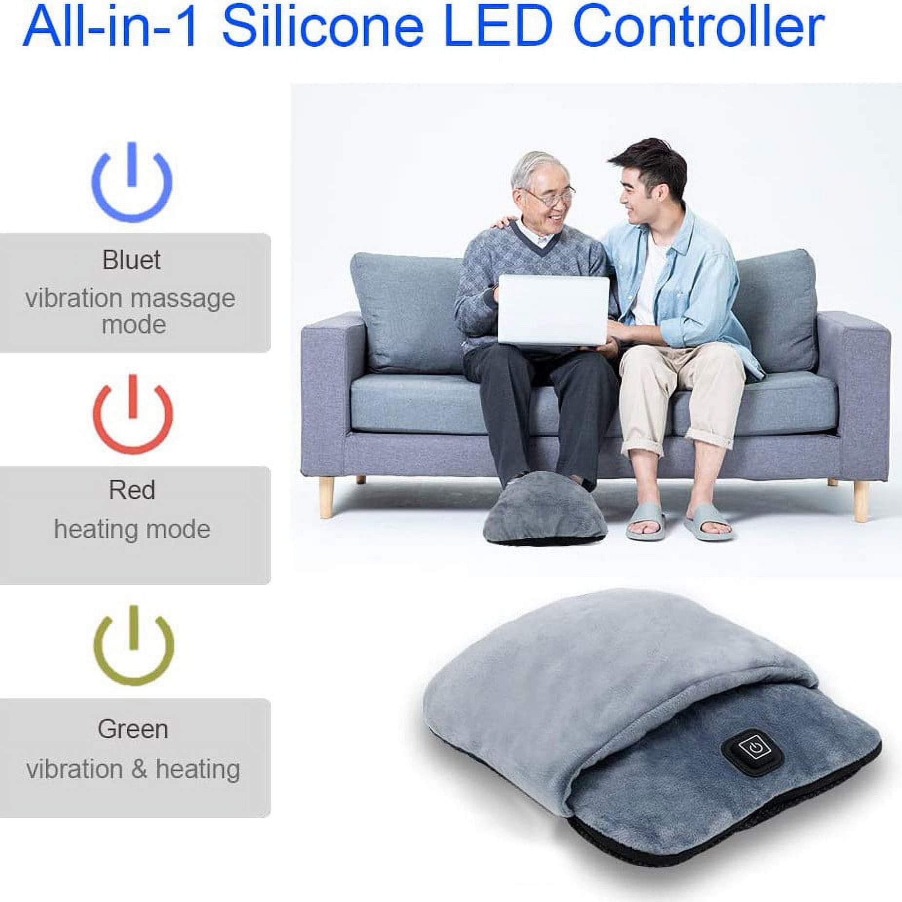 Suncoda Electric Blanket Heated Wearable Blanket USB Removable And Washable Foot Warmer Shock Massage Foot Pad Foot Massager Heating Shoes 3 Gear Flannel Shoes Heated Blanket Twin