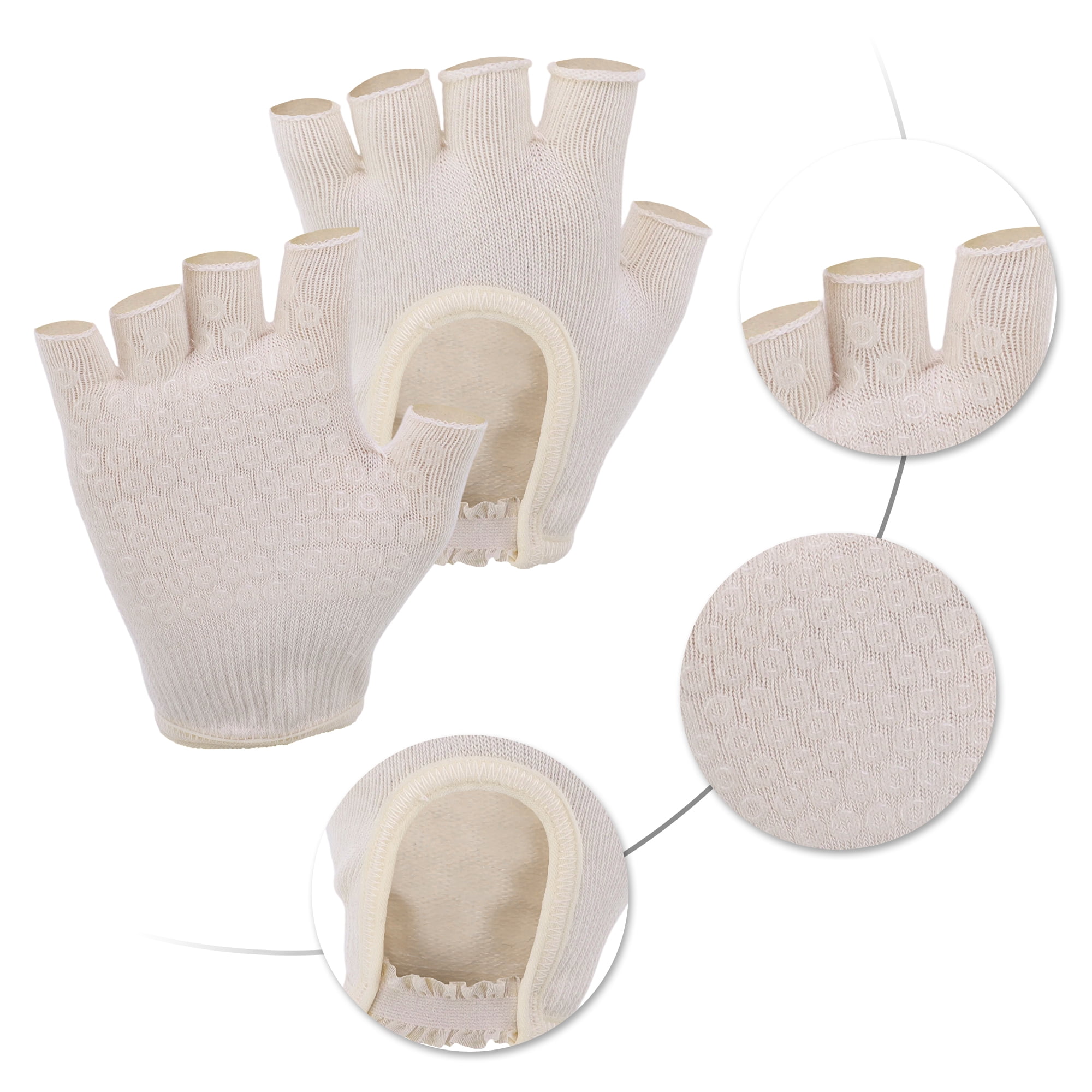 Unique Bargains Durable Fingerless Yoga Gloves One Size Beige