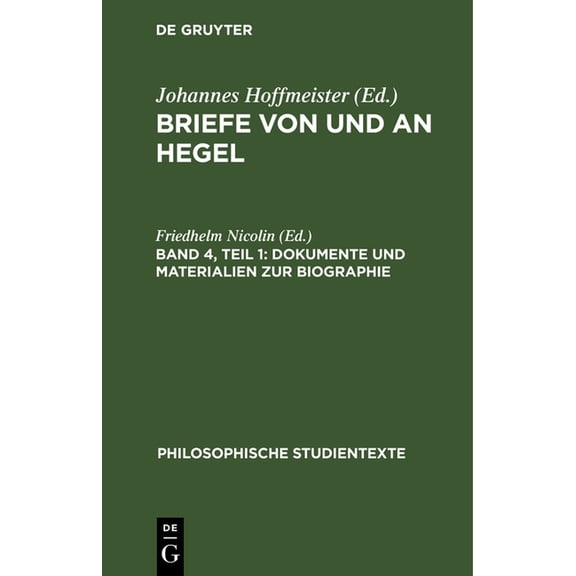 Philosophische Studientexte Dokumente Und Materialien Zur Biographie, (Hardcover)