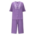 thumbnail image 4 of Womens Sets 2 Piece Outfits Casual Short Sleeve Button Down Shirt and Shorts Loungewear Summer Clothes, 4 of 7