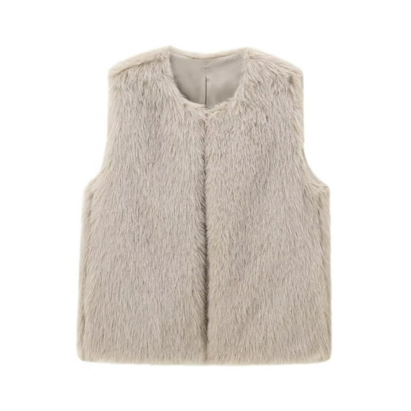 FNFHFY Faux Fur Vest for Women Cropped Sleeveless Fuzzy Fleece Jacket Soft Cozy Plush Waitcoat Gilet Fashion Winter Shaggy Vests