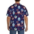 thumbnail image 3 of Balery pirate owls and boats Pattern Men's Casual Button Down Shirt Short Sleeve Textured Summer Cuban Beach Shirts-3X-Large, 3 of 5
