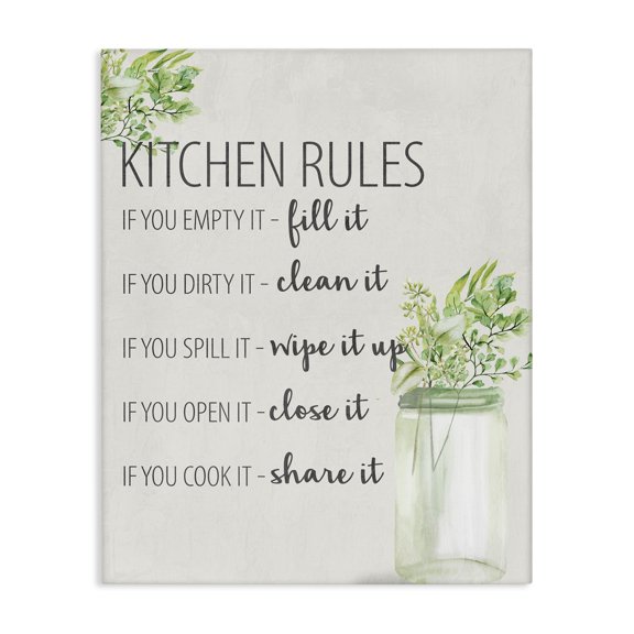 Stupell Industries Cottage Kitchen Rules Share It Canvas Art, 30 x 40, by Kim Allen