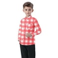 thumbnail image 4 of HOMADLES Boys Long Sleeve Shirts Plaid Print Soft Button Tops Campus style, Uniform Shirt Red 3 T, 4 of 7