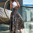 thumbnail image 2 of maxi skirts for women Casual Loose Boho Elastic Waist A-Line Beach Swing Vacation Floral Printing Long Skirt, 2 of 6