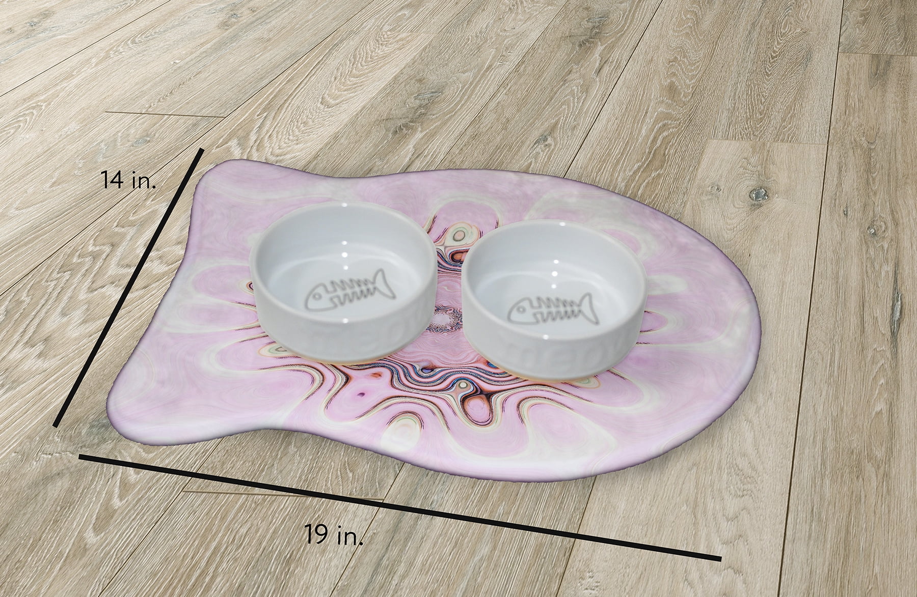 Simply Daisy Blush Flower Fish Shape Pet Feeding Mat for Cats