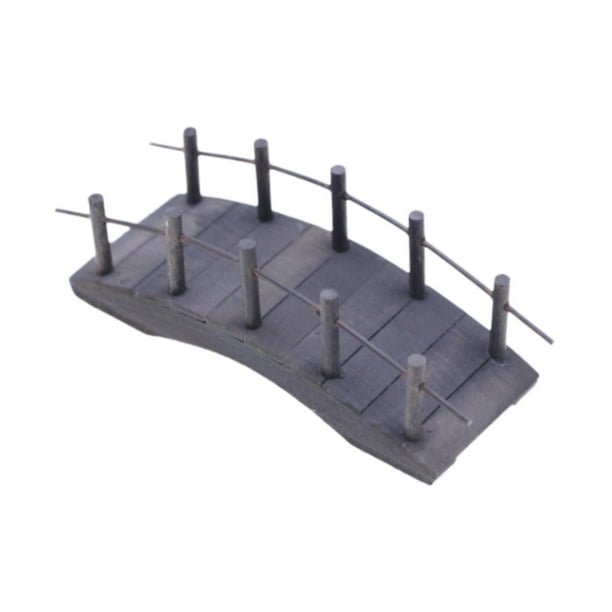 Puente de arco de madera para casa de muñecas, miniaturas, jardín de hadas, artesanía, microescena, accesorio Gris