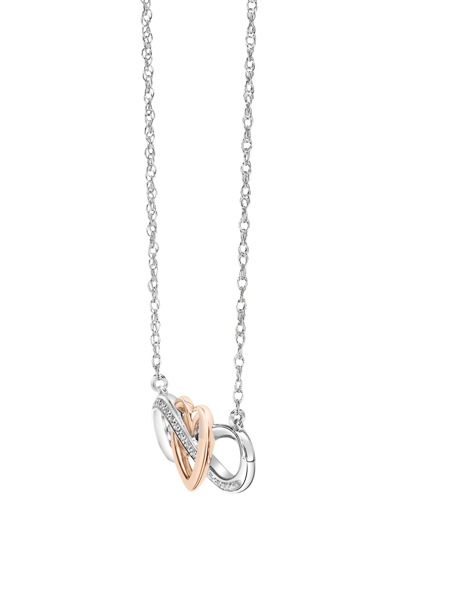 Keepsake Diamond-Accent Sterling Silver with 18K Rose Gold-Plating Interlocking Infinity Heart Necklace