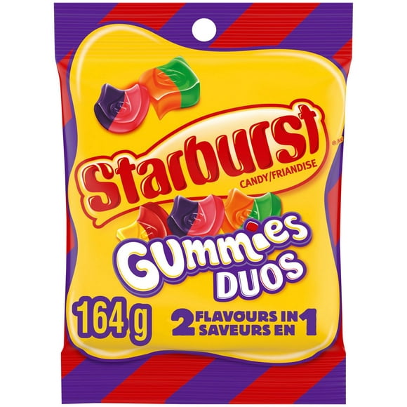 Bonbons Starburst Gummies Duos, aromatisés aux fruits, sac, 164 g Sac, 164&nbsp;g