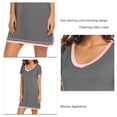 thumbnail image 5 of Night Shirts Short Sleeve V Neck Colour Blocking Casual Comfortable Pajamas for Women Grey L, 5 of 6