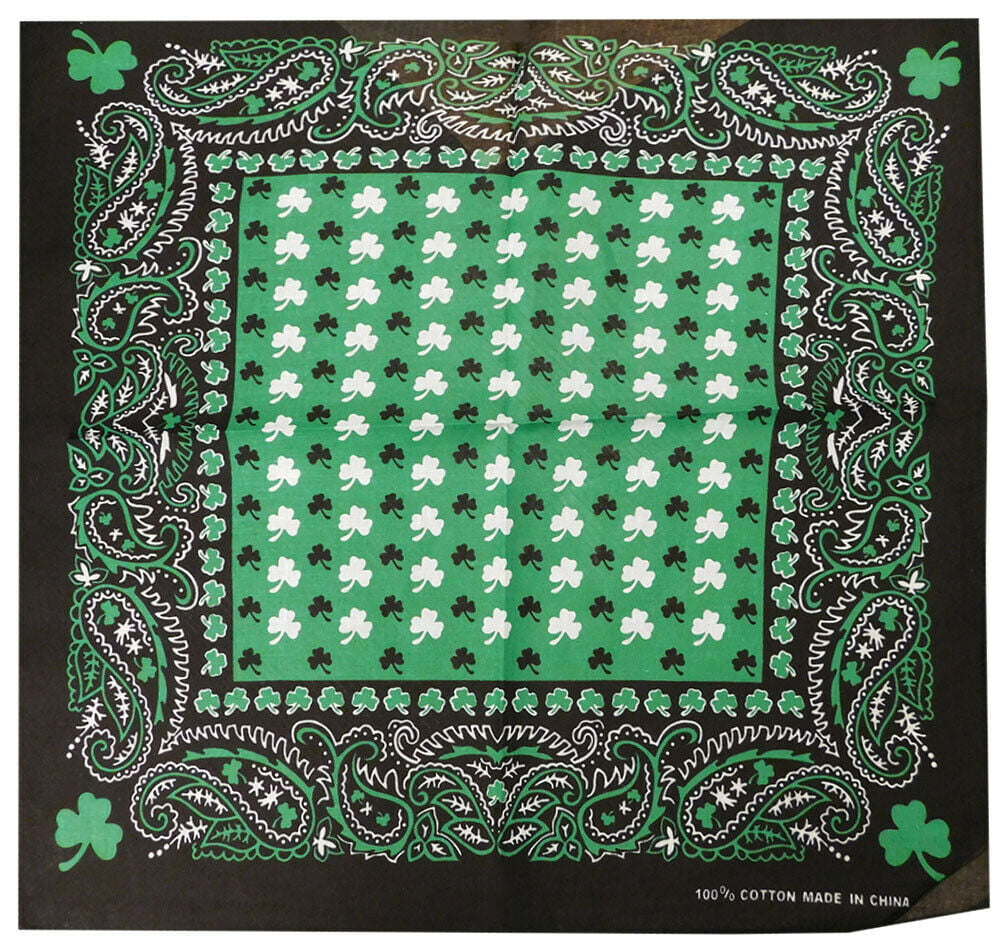 Clover Green Cotton Paisley Square Bandana Headband Headwrap St Patricks Day 