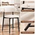 thumbnail image 4 of Bar Stools with Back Sets of 2, LEGAHOME 26"Counter Height Bar Stool, Modern Farmhouse Upholstered Bar Stool Chairs Set of 2 with Curved Back & Black Metal Legs for 34"-39" Kitchen Island, 4 of 7