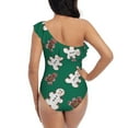 thumbnail image 6 of Yiaed Gingerbread Snowman Cookies Print Women One Piece Swimsuits Tummy Control One Shoulder Bathing Suits Pattern Ruffle Swimwear-Large, 6 of 8