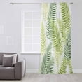 thumbnail image 3 of Sage Green Leaves Semi Sheer Curtains Drapes for Living Room, Bedroom, French Doors Window 84 Inches Long, Summer Botanical Palm Leaf Rod Pocket Chiffon Curtain Drapery Voile Draperies Panel, 3 of 6