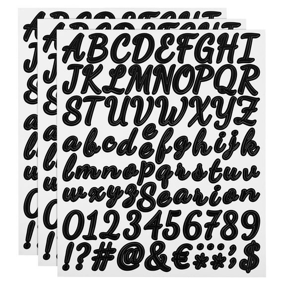 Uxcell 3 Sheet 252 Pcs Self Adhesive Vinyl Letter Number Stickers Kit (Black, 1 Inch)