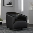 thumbnail image 2 of Comfort Pointe Gaven Black Faux Leather Wood Base Swivel Accent Chair, 2 of 8