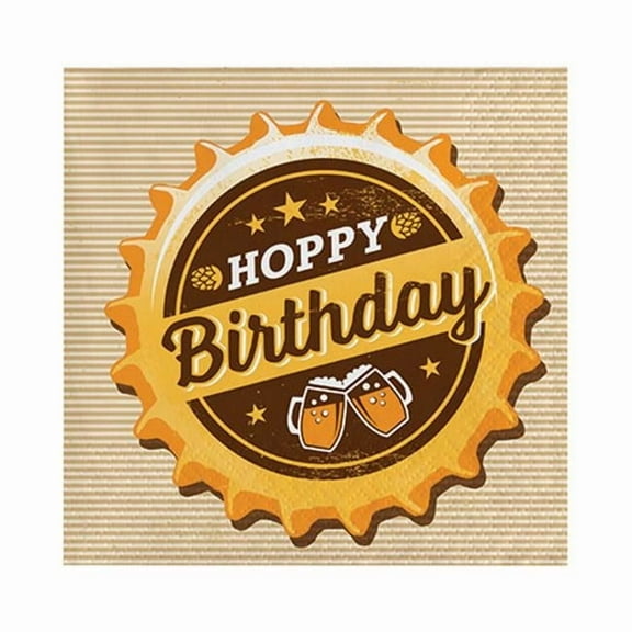 Cheers & Beers Hoppy Birthday Paper Beverage Napkins 16 Count for 8 Guests