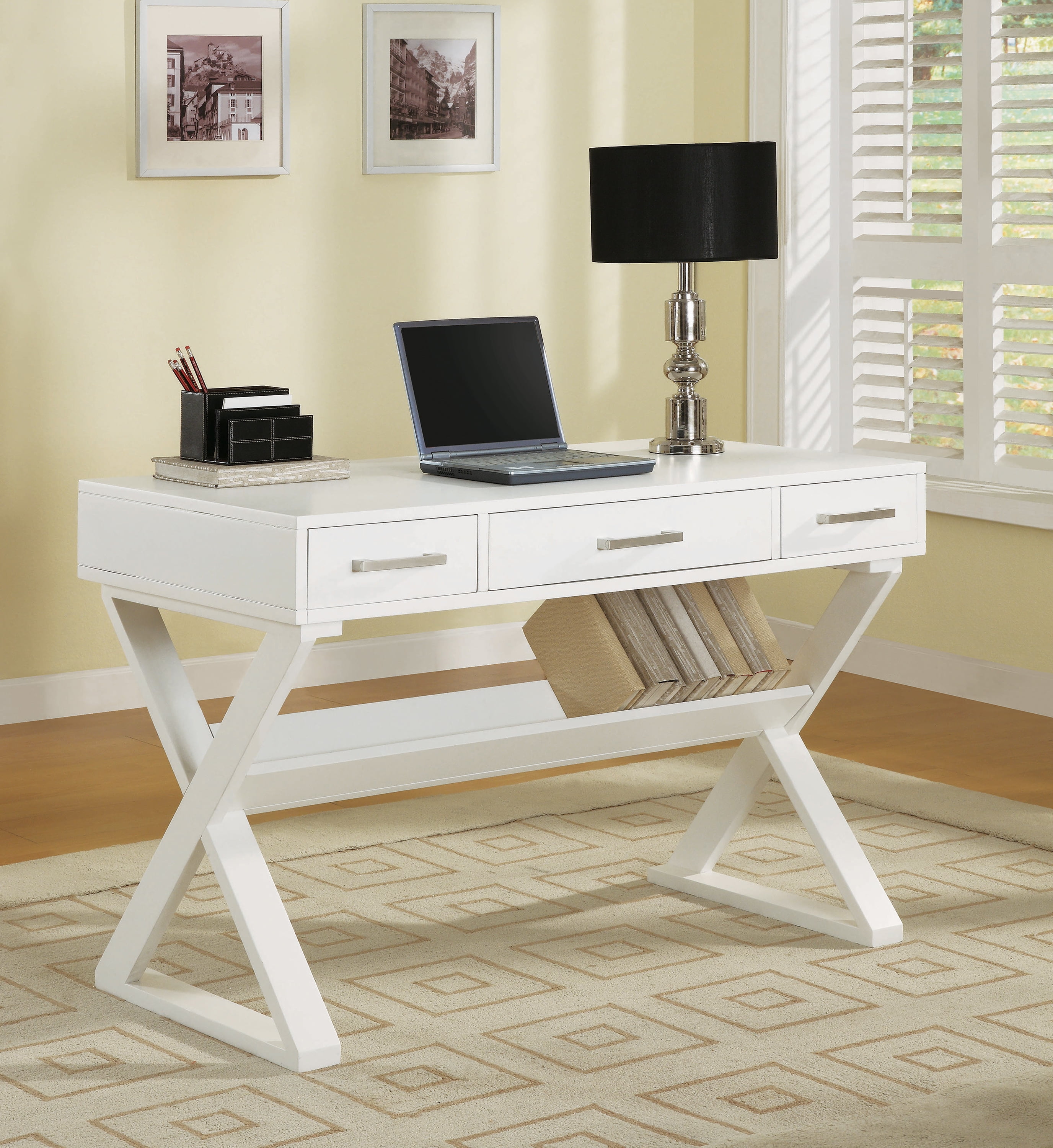 Writing Desk White With Drawers