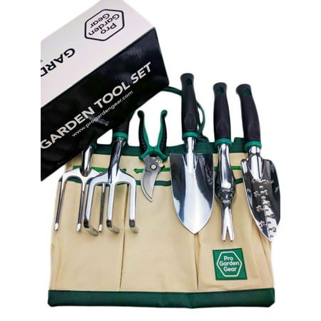 Pro Garden Gear Gardening Tool Set for the New or Seasoned Gardener. Ergonomic Tools Kit Built to Last. With Tote Bag So Your Supplies are Kept Away from Kids and Safely Stored. Best Gardening