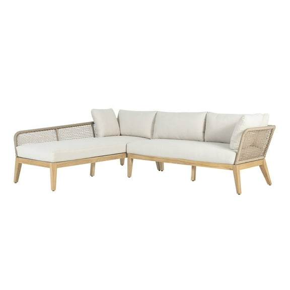 Cypress Teak Wood 2-piece Left Arm Chaise Outdoor Sectional - Beige