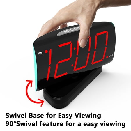 1.8-Inch LED Digital Clock with 90° Rotation - Red Display Screen, Adjustable Angle, Modern Desk Alarm Clock