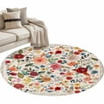 thumbnail image 6 of Watercolor Flowers Round Rug 3ft Washable Circle Entryway Rugs Non Slip Rustic Spring Floral Botanical Beige Area Rug Indoor Floor Carpet for Bedroom Kitchen Living Room Home Office Dining Room, 6 of 8