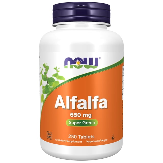 Supplement NOW Alfalfa 650 mg de superalimentos verdes, 250 tabletas
