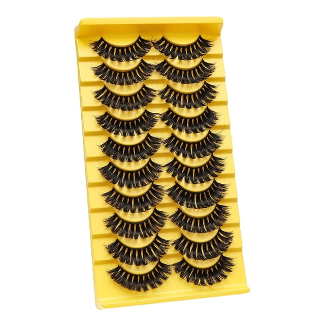 Visland 10 Pairs False Eyelashes 3D Effect Realistic Curled Russian Volume Eyelashes Makeup Prop Daily Life