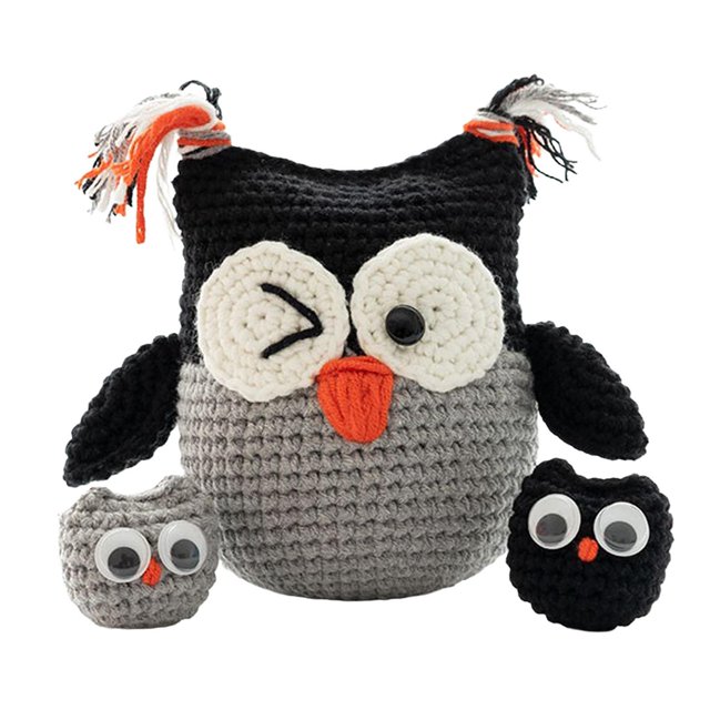 Injueey Kit de ganchillo DIY juguete de tejer a mano clásico para regalo de cumpleaños adultos principiantes amarillo Almacenamiento y organización del hogar Negro