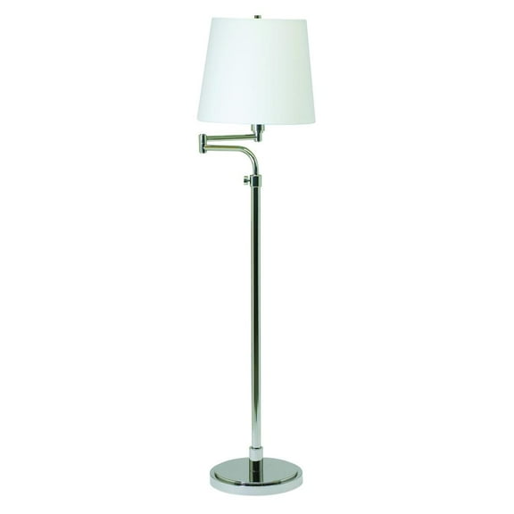 House of Troy TH700-PN Townhouse - 1 Light Adjustable Swing Arm Floor Lamp-58 Inches Tall and 13 Inches Wide Polished Nickel  Polished Nickel Finish with Off-White Linen Shade