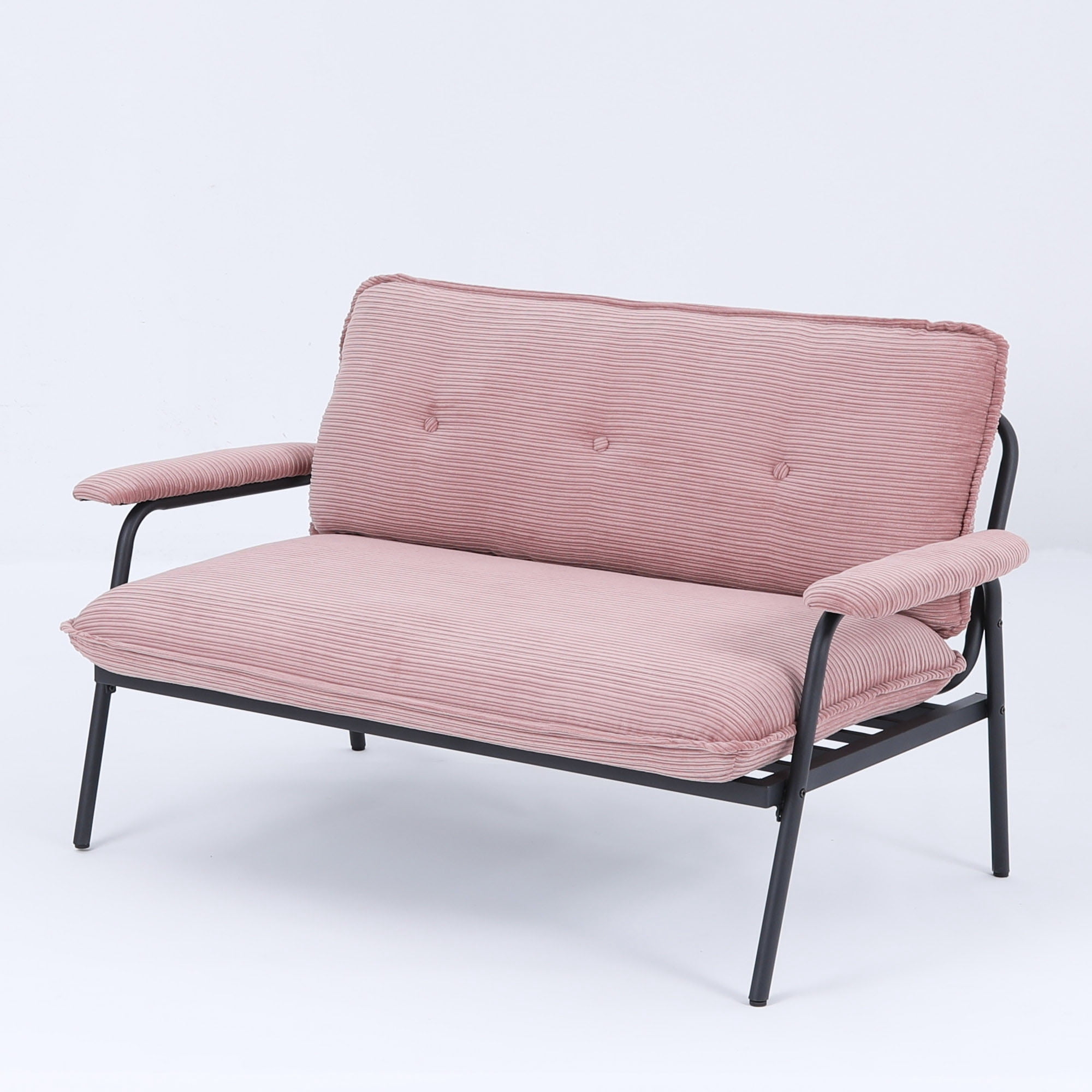 HOQBN 53" Loveseat Sofa,Modern 2 Seater Couch with Button Tufted Backrest & Metal Frame for Small Apartments,Office,Pink