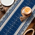 thumbnail image 3 of Navy Blue Boho Table Runner 36 Inches, Vintage Ethnic Tribe Abstract Art Bed Runner Dresser Scarves Tabletop for Indoor Outdoor Parties/Ceremony/Banquet, 13"x 36", 3 of 8