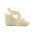 thumbnail image 3 of BLISSFUL STEP Women's Shoes Crisscross Ankle Strap Espadrille Wedge Sandals Beige 7.5, 3 of 8