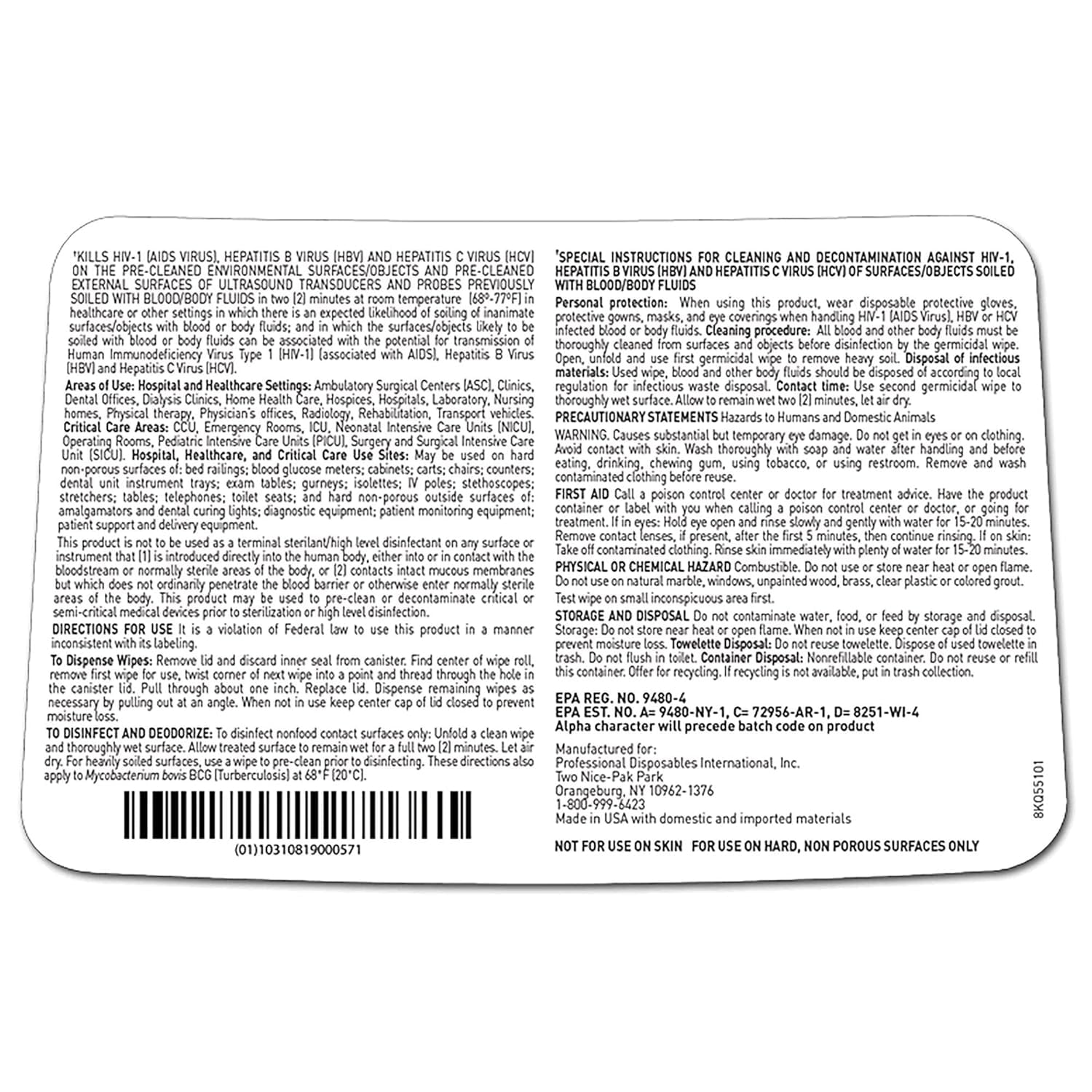 PDI Super Sani-Cloth Germicidal Disposable Cleaning Wipes - Quick Kill Time Cleaning & Fast Disinfection, EPA Registered, Versatile Surfaces, Hospital-Grade with Sustainability Focus - Pack of 2