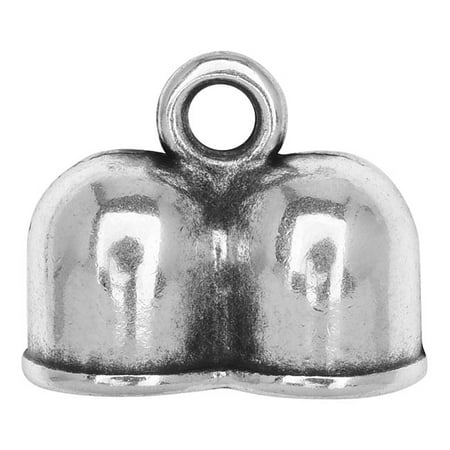 Climbing Rope Findings, Bullet Shaped Double Cord End with Loop 25x20x13mm, 1 Piece, Antiqued Silver