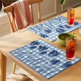 thumbnail image 4 of Blue Tulip Placemats Set of 2, Blue Flower Silhouette Non-Slip Place Mats Washable Table Mats for Kitchen Dining Table Decorations Indoor/Outdoor, 4 of 9