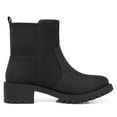 thumbnail image 3 of SHIBEVER Women's Ankle Boots Low Heel Chelsea Boot Black Waterproof Leather Wide Width Booties Fashion Platform Slip On Short Boots Size 6, 3 of 6