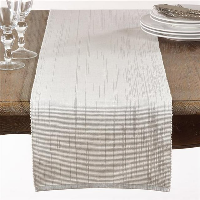 Saro Lifestyle Shimmering Woven Cotton Table Runner 13’’ x 72’’ Rectangular - White