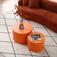 thumbnail image 3 of Williamspace Nesting Coffee Table Set, Modern Round Wooden 2-Piece, Luxury Side Tables, Matte Orange, 3 of 8